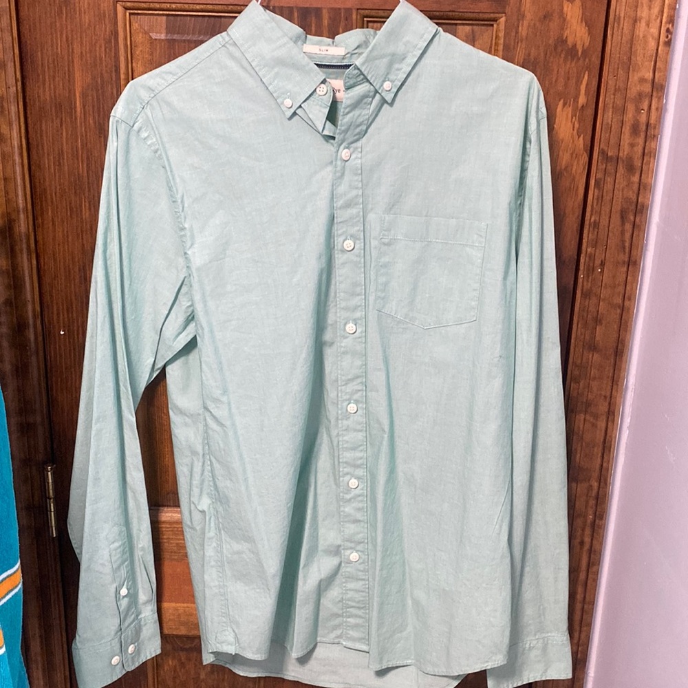 medium Green slim fit button down shirt
